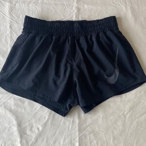 Nike Women's Black Athletic Shorts w/pocket in wide elastic waist, Swoosh logo